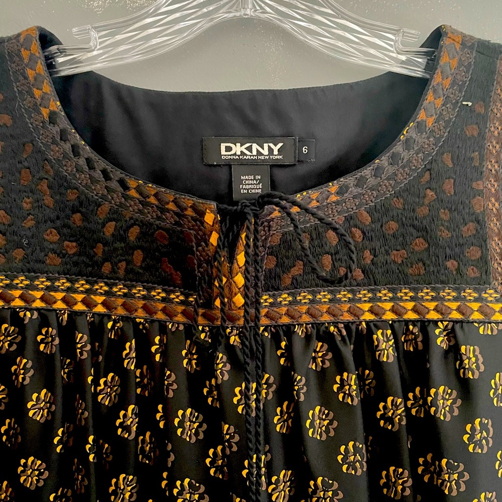 DKNY silk dress with tie closure at neck